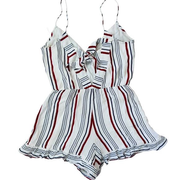 TULAROSA Amelia Striped Sleeveless Romper in Red, White, and‎ Blue-Size XS - Picture 5 of 9